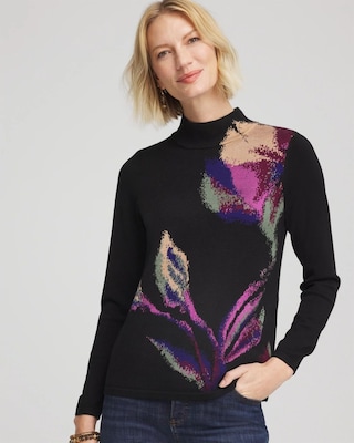 Ella Mockneck Jacquard Pullover Sweater | Chico's